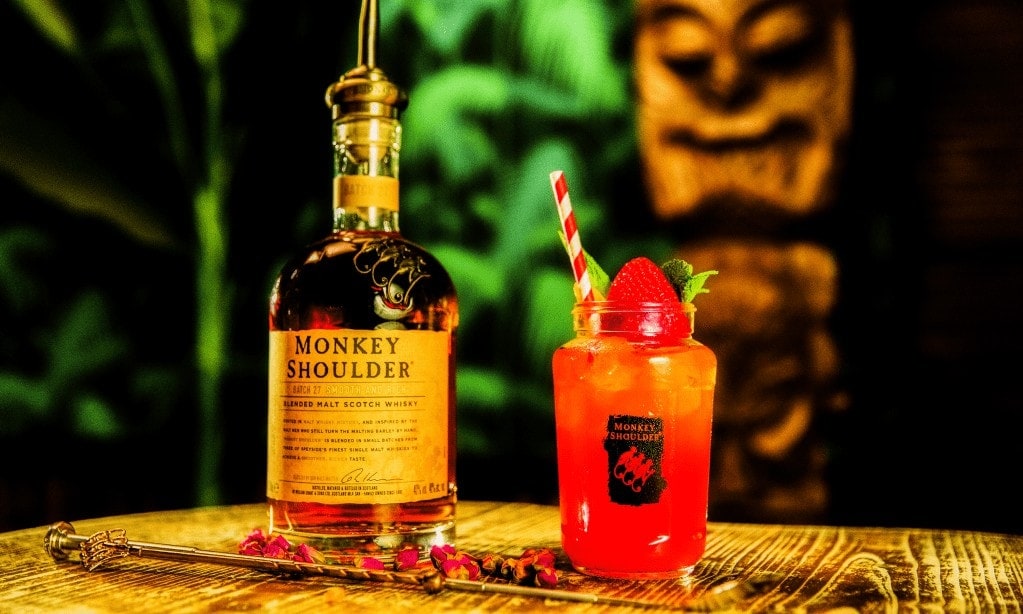 Monkey shoulder whiskey served cold.