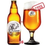 6x Tusker Premium Ale 500ml + Free Glass