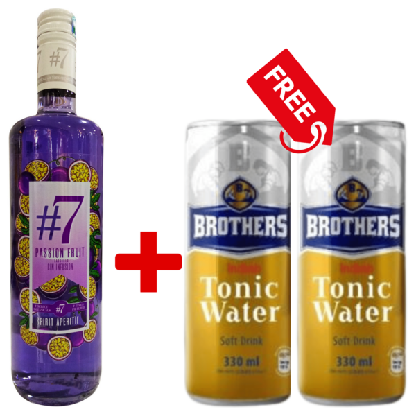 #7 Gin Passion Fruit 750ml + 2 Free Brothers Indian Tonic 330ml