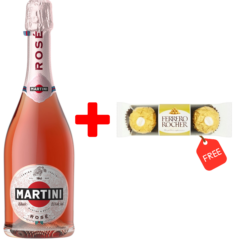 Martini Rose Demi-Sec 750ml + Free Ferrero Rocher 37.5g Chocolate
