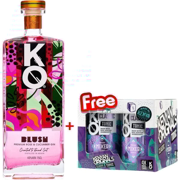 KO Blush Gin 750ml + Free 4 Tonics