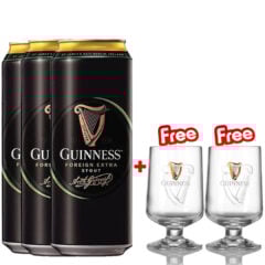 Guinness 500ml 3Pack + 2 Free Glasses