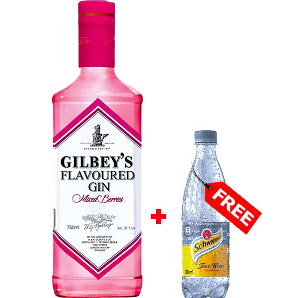 Gilbey's Pink (Mixed Berries) 750ml + Free Tonic Gilbey's Pink (Mixed Berries) 750ml + Free Tonic