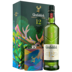 Glenfiddich 12 Year Old Limited Edition Design 750ml with Free Branded Flask