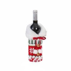Green Knitted Christmas Wine Bottle Sweater Cover
