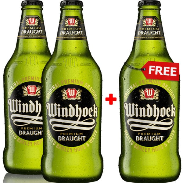 Windhoek Draught 330ml 2-Pack + 1 Free Windhoek Draught 330ml 2-Pack + 1 Free