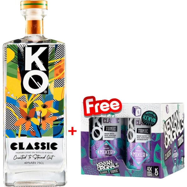 KO Classic Gin 750ml + 4 Free Tonics