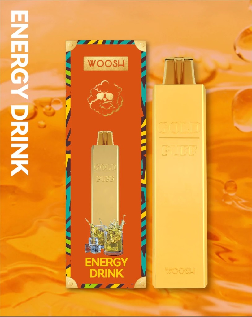 Woosh Gold Vape Energy Drink Oaks & Corks