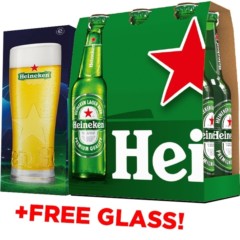 Order 6x Heineken Bottle 330ml + Free Glass