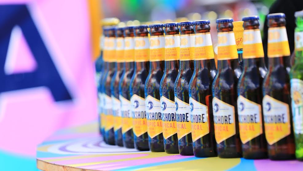 Many Rockshore Beer Bottles on a table