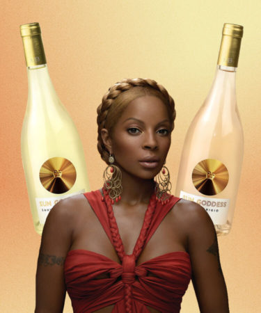 Sun Goddess Prosecco background lady in front