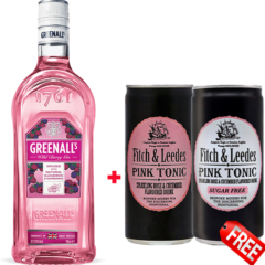 Greenalls Wild Berry Gin Pink 70cl + 2x Free Fitch & Leedes Mixers