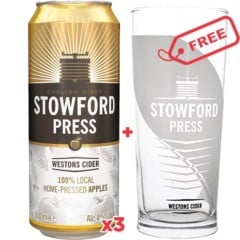 3x Stowford Press Cider 500ml + Free Glass