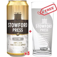 3x Stowford Press Cider 500ml + Free Glass