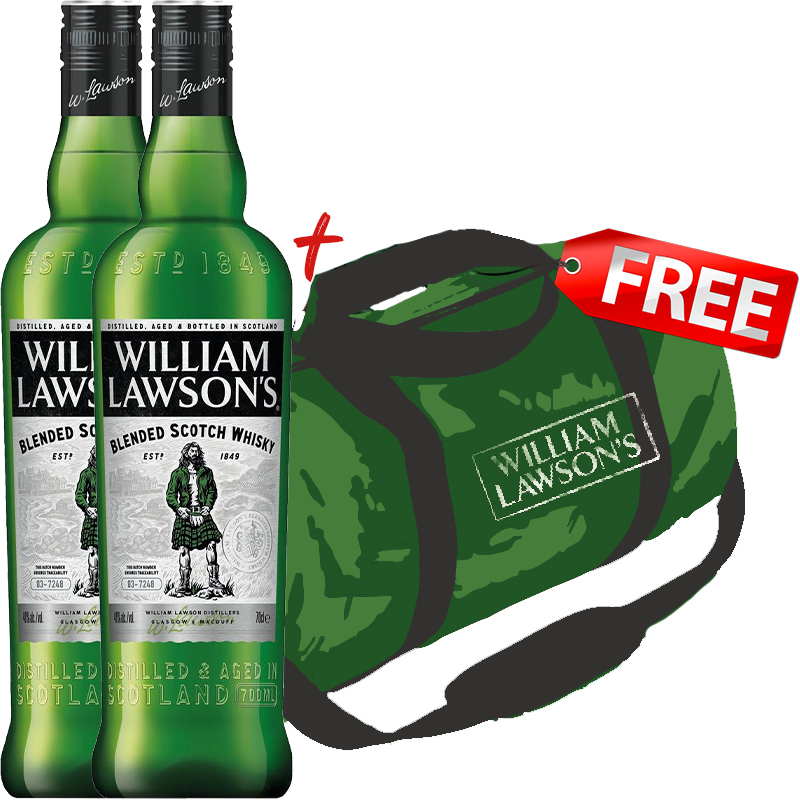 2x William Lawson's 750ml + Free Gym Bag - Oaks & Corks - 24/7