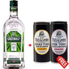 Greenalls London Dry Gin + 2x Free Fitch & Leedes Tonic